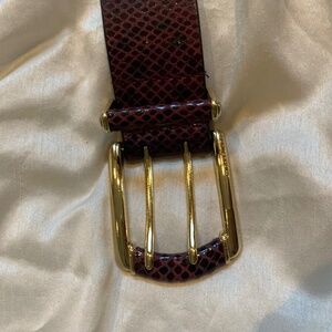 Michael Kors Burgundy Leather Snakeprint Belt sz M Preowned Michael Kors Red Black Leather Snakeskin Print Belt  main image 4